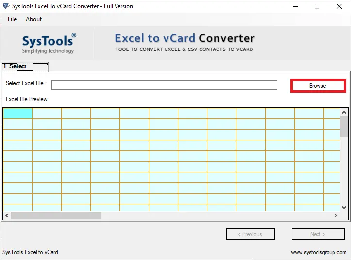 SysTools Excel to vCard Converter - Convert XLS file to VCF