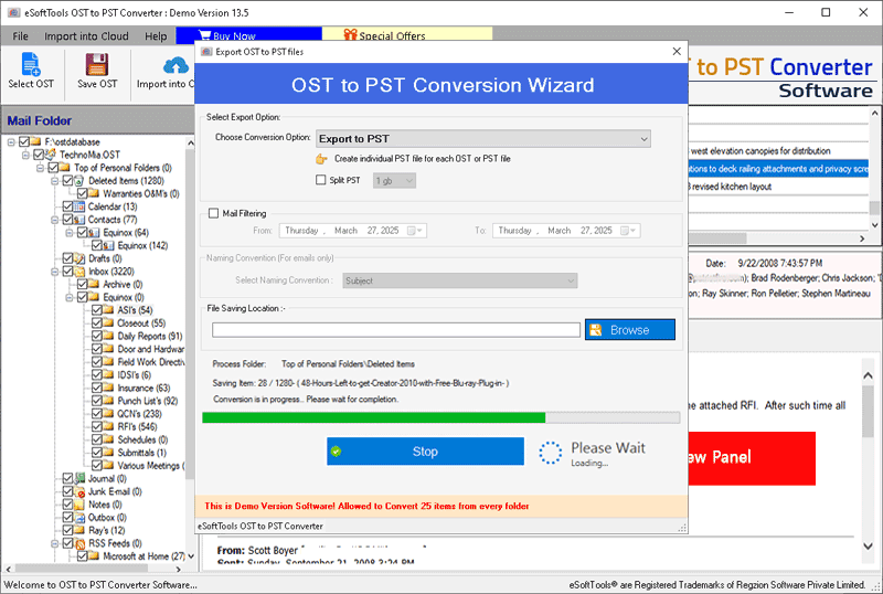 eSoftTools OST to PST Converter Software